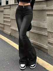 Flare Stretch High Gray Double Button Trouser