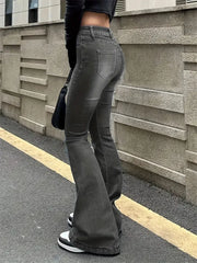 Flare Stretch Moustache Skinny Bell High Gray Classic Punk Long Trouser
