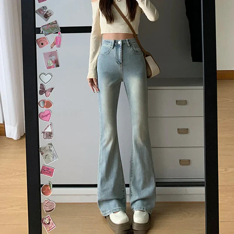 Flare Stretch Moustache Skinny Bell High Gray Classic Punk Long Trouser