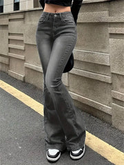 Flare Stretch Moustache Skinny Bell High Gray Classic Punk Long Trouser