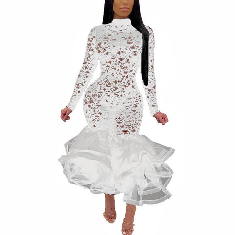 Hollow Out Dress Spring Winter Long Sleeve Dress