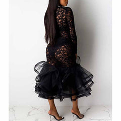 Hollow Out Dress Spring Winter Long Sleeve Dress