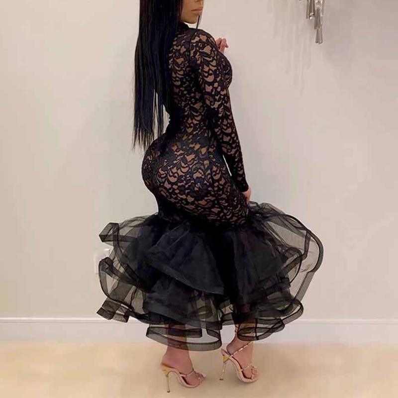 Hollow Out Dress Spring Winter Long Sleeve Dress