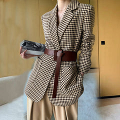 Long Sleeve Plaid Blazer