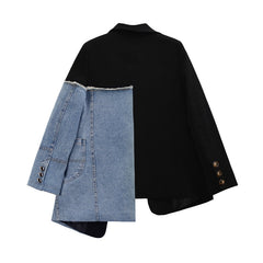 Korean Vintage Denim Patchwork Blazer