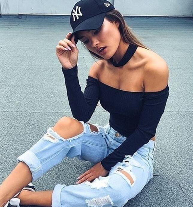 Long Sleeve Sexy Basic Casual Tshirt