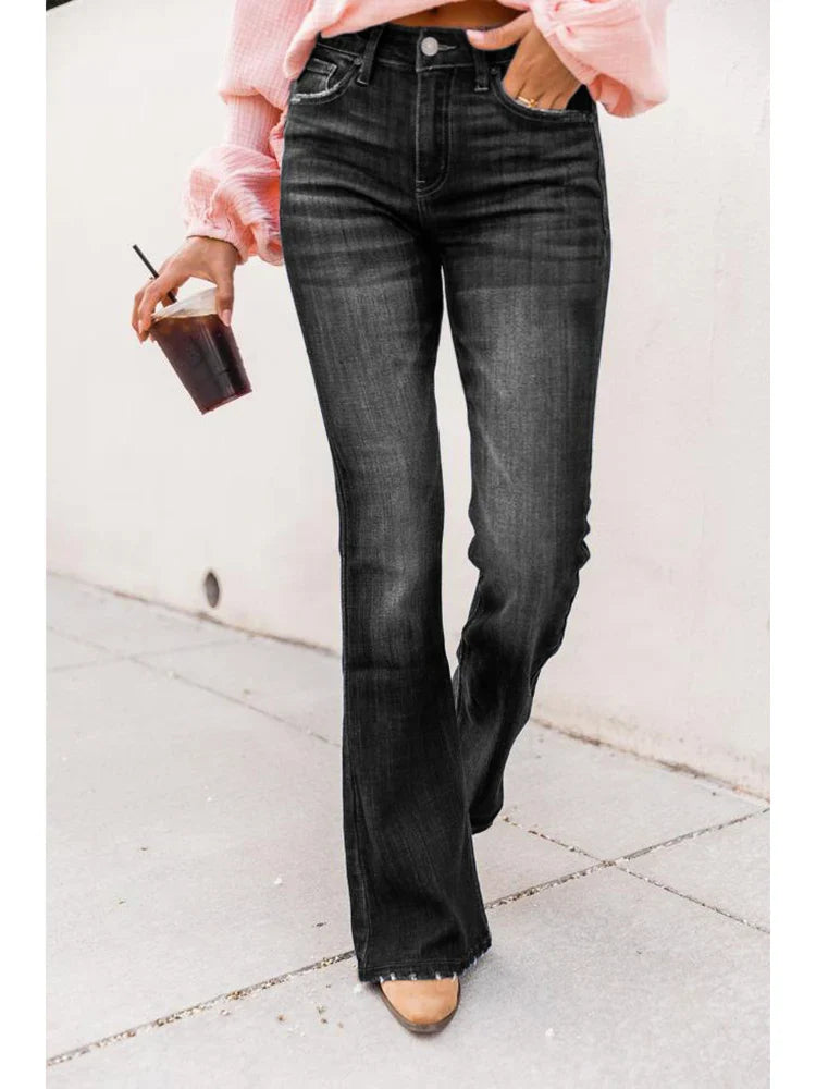Flare Bell Punk Distressed Classic Mom Casual Trouser