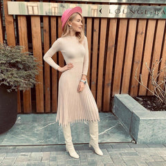 O Neck Long Sleeve Winter Dress