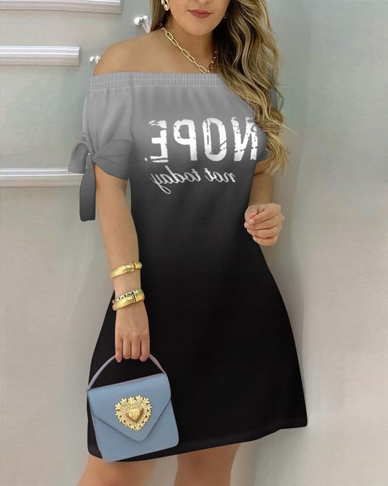 Off Shoulder Summer Mini Dress Short Sleeve Bow Tie Striped Plaid Floral Vestidos