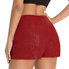 WomenHigh Elastic Sequins Bar Performance Female Clothing Korean Fashion Trousers Pantalones Cortos Short