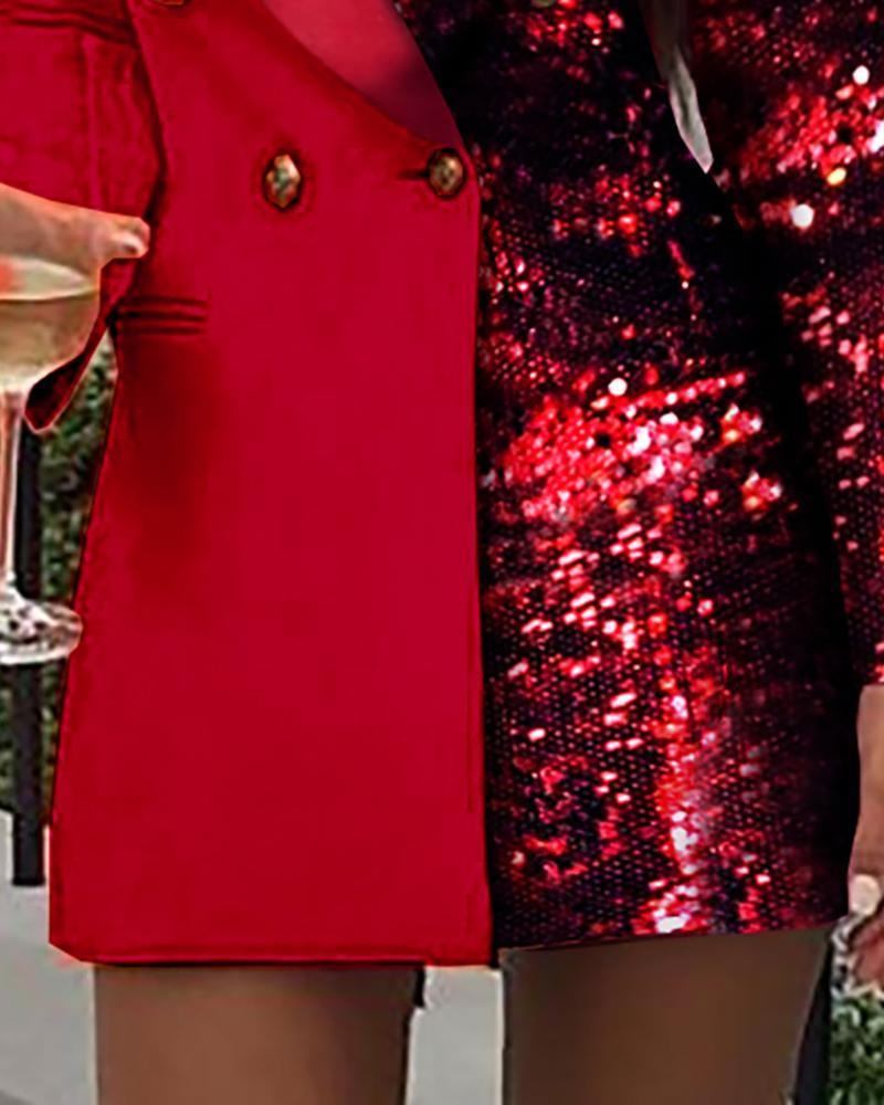 Sequined Patchwork Blazer Dress