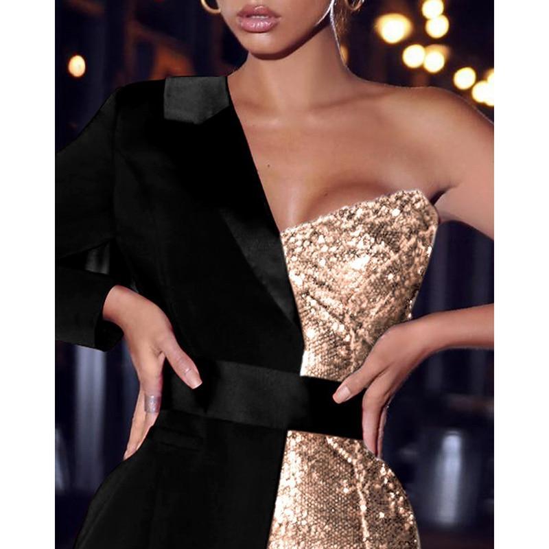 Sequined Patchwork Sey Dress