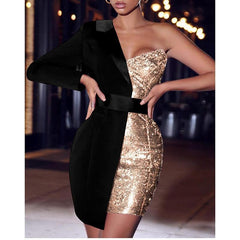 Sequined Patchwork Sey Dress