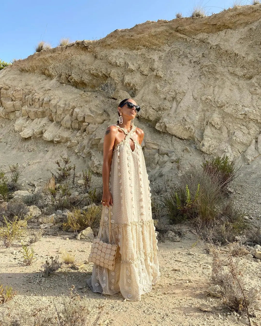 Loose Waist Streetwear Fashion Floor Length Boho Dress