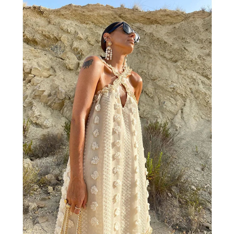 Loose Waist Streetwear Fashion Floor Length Boho Dress