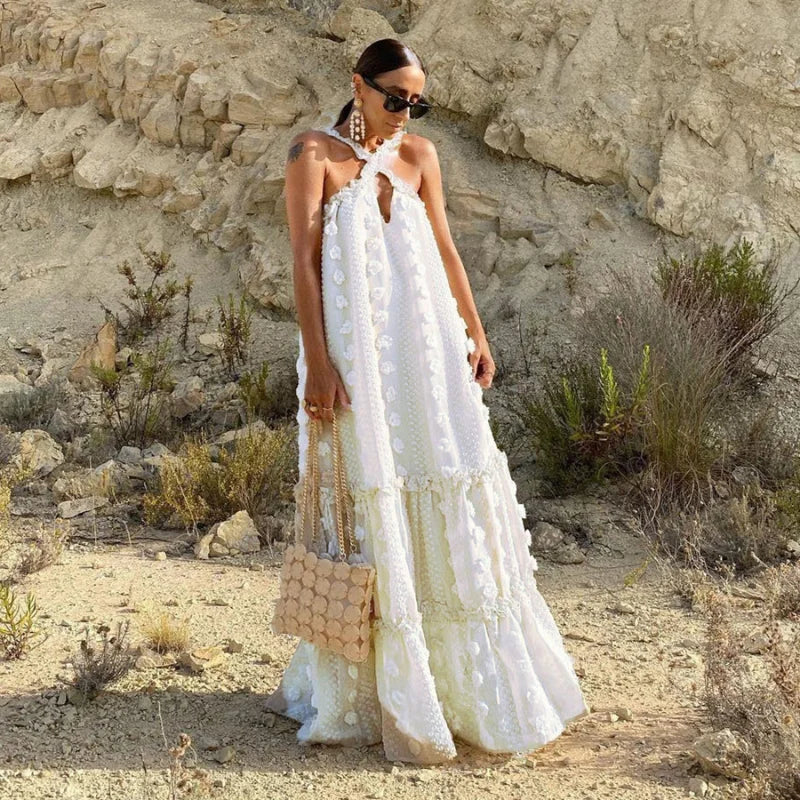 Loose Waist Streetwear Fashion Floor Length Boho Dress