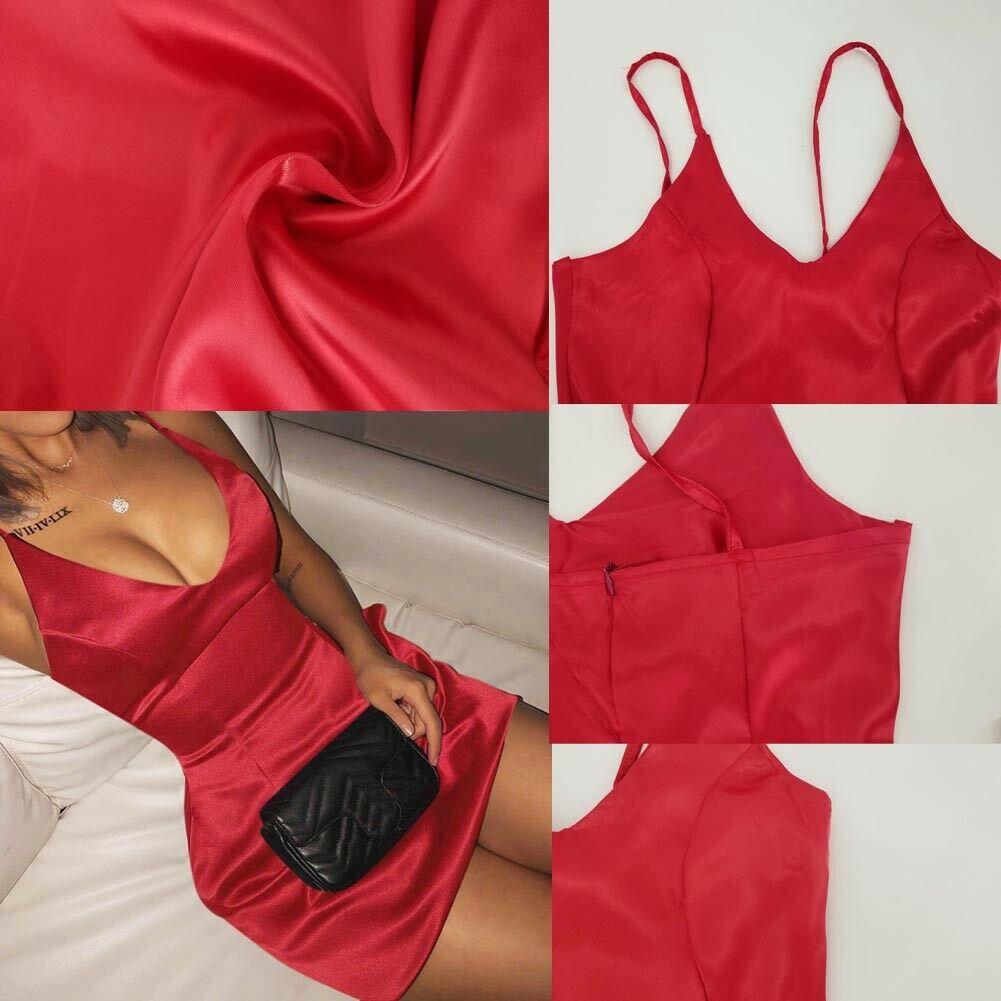 Sleeveless Solid Mini Dress Fashion Ladies Strappy V-Neck Summer Holiday Beach Casual Slim Dress Sundress New