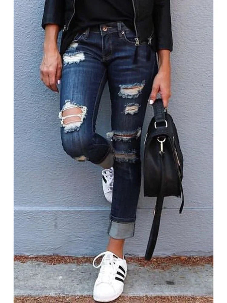Ripped Hollow Out Bleached Y2k Trouser