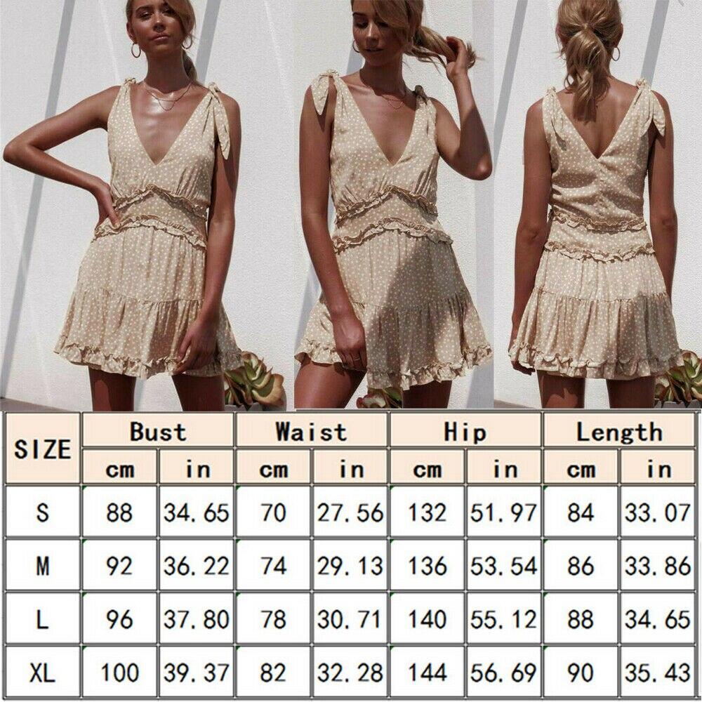 Summer Boho Casual Sleeveless Ladies Deep V-Neck Falbala Party Casual Beach Mini Dress Sundress