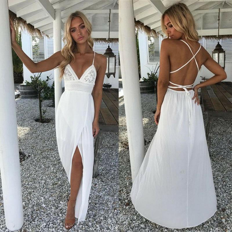 adies High Waist Long Maxi Dress Sundress