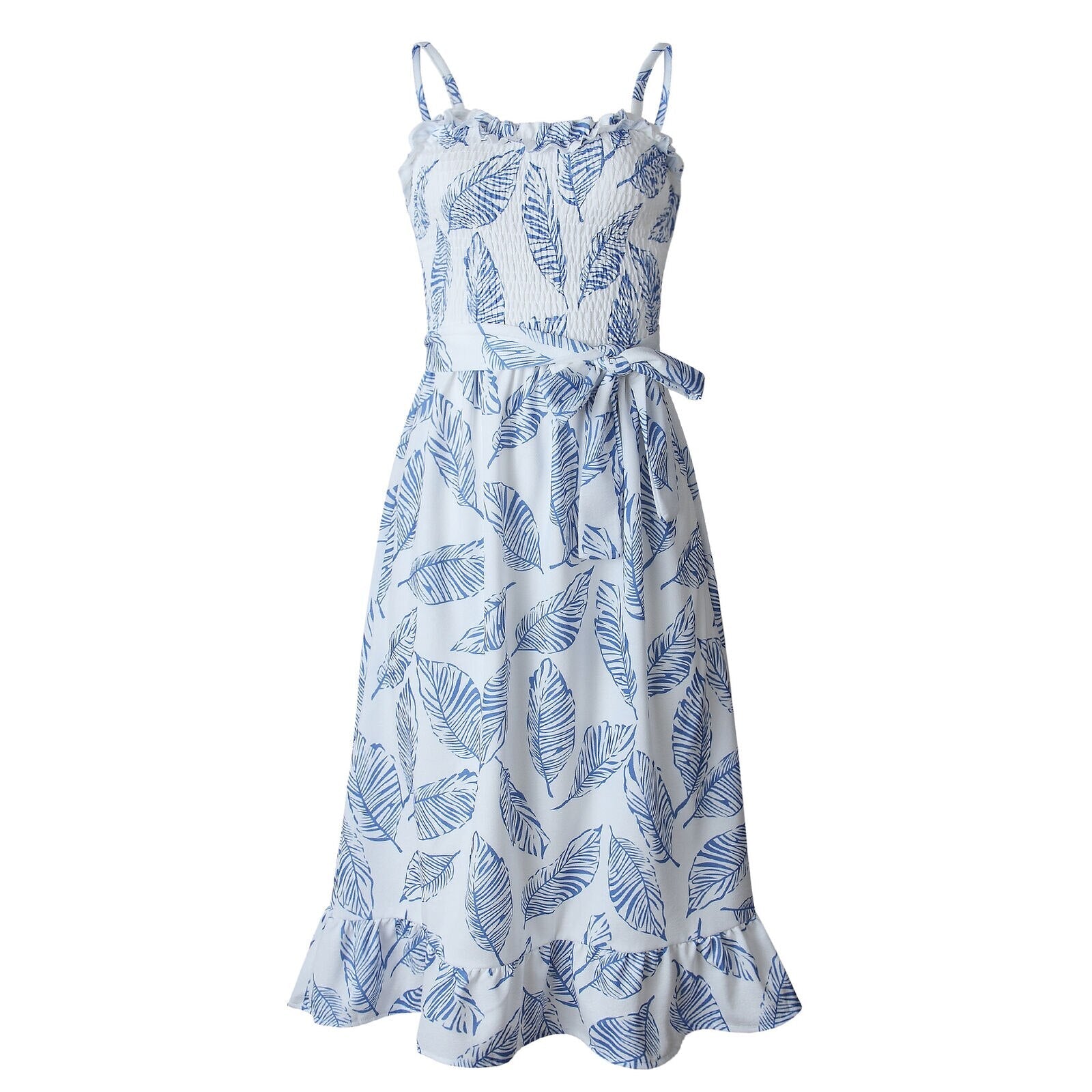 Summer Boho Party Dress Ladies Sleeveless High Waist Holiday Beach Casual Floral Swing Long Sundress