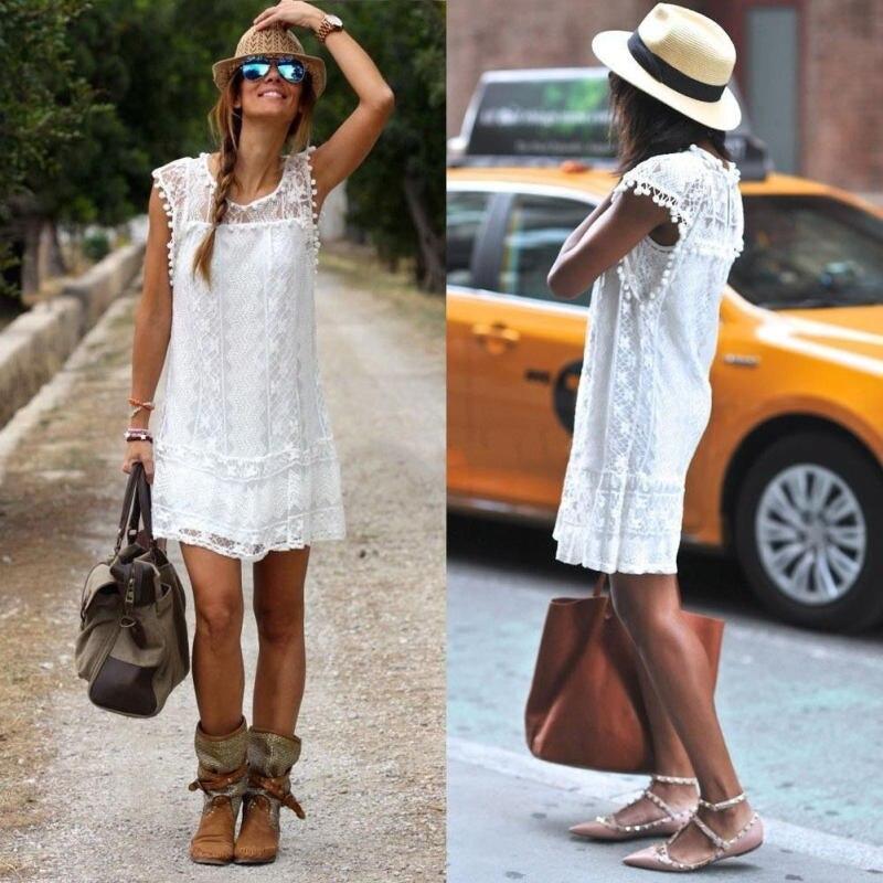 Summer Short Mini Dress Lace Chiffon Dress
