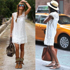 Summer Short Mini Dress Lace Chiffon Dress