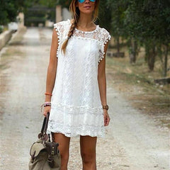 Summer Short Mini Dress Lace Chiffon Dress