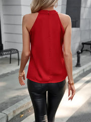 Summer Casual Sleeveless Halter Collar Solid Color WomenBlouse