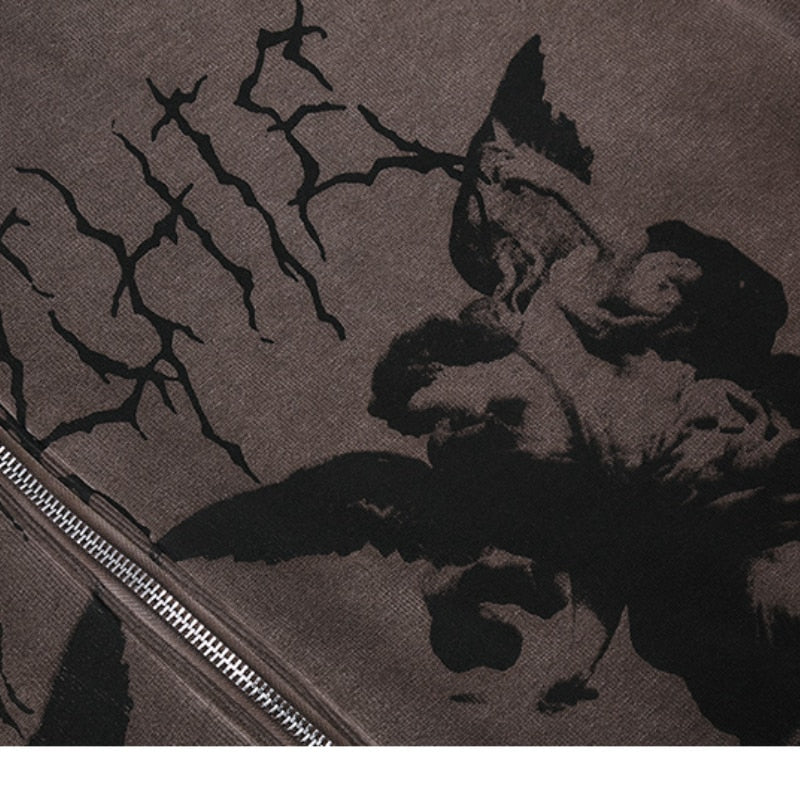 Vintage Angel Print Hoodies