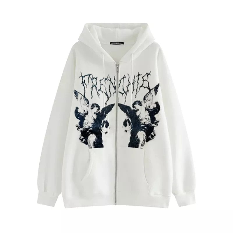 Vintage Angel Print Hoodies