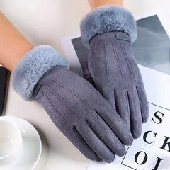 Winter Fur Full Finger Windproof Driving Outdoor Screen Christmas Glove
