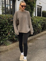 Wool Blends Round Neck Pullover Top Casual Long Sleeve Sweater