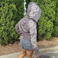 Zip Up Streetwear Letter Printed Hoodies