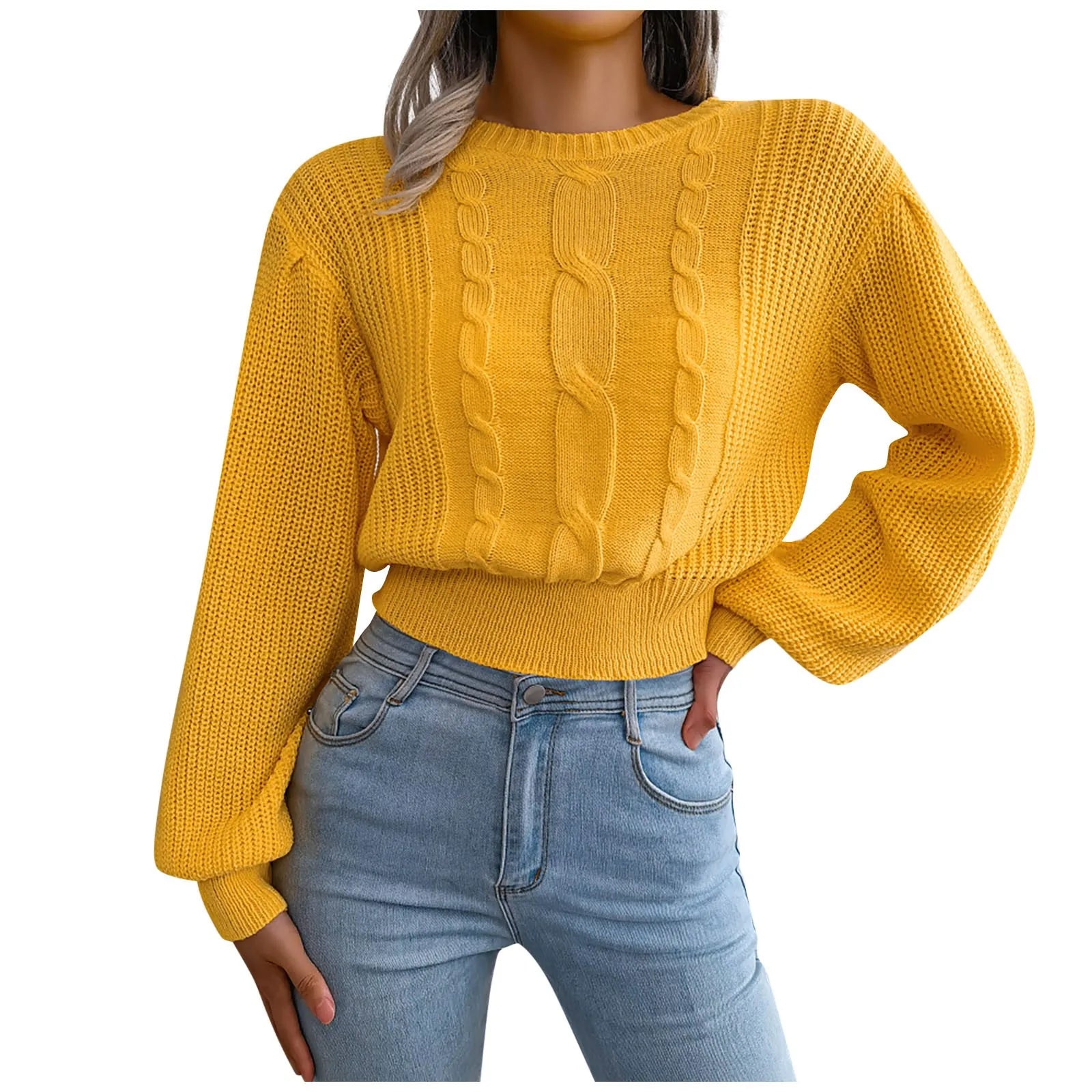 Sleeve Knitted Plus Size Autumn Winter WomenFashion Sweater