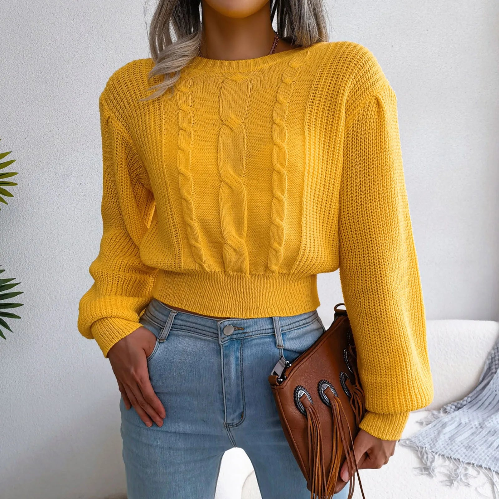 Sleeve Knitted Plus Size Autumn Winter WomenFashion Sweater