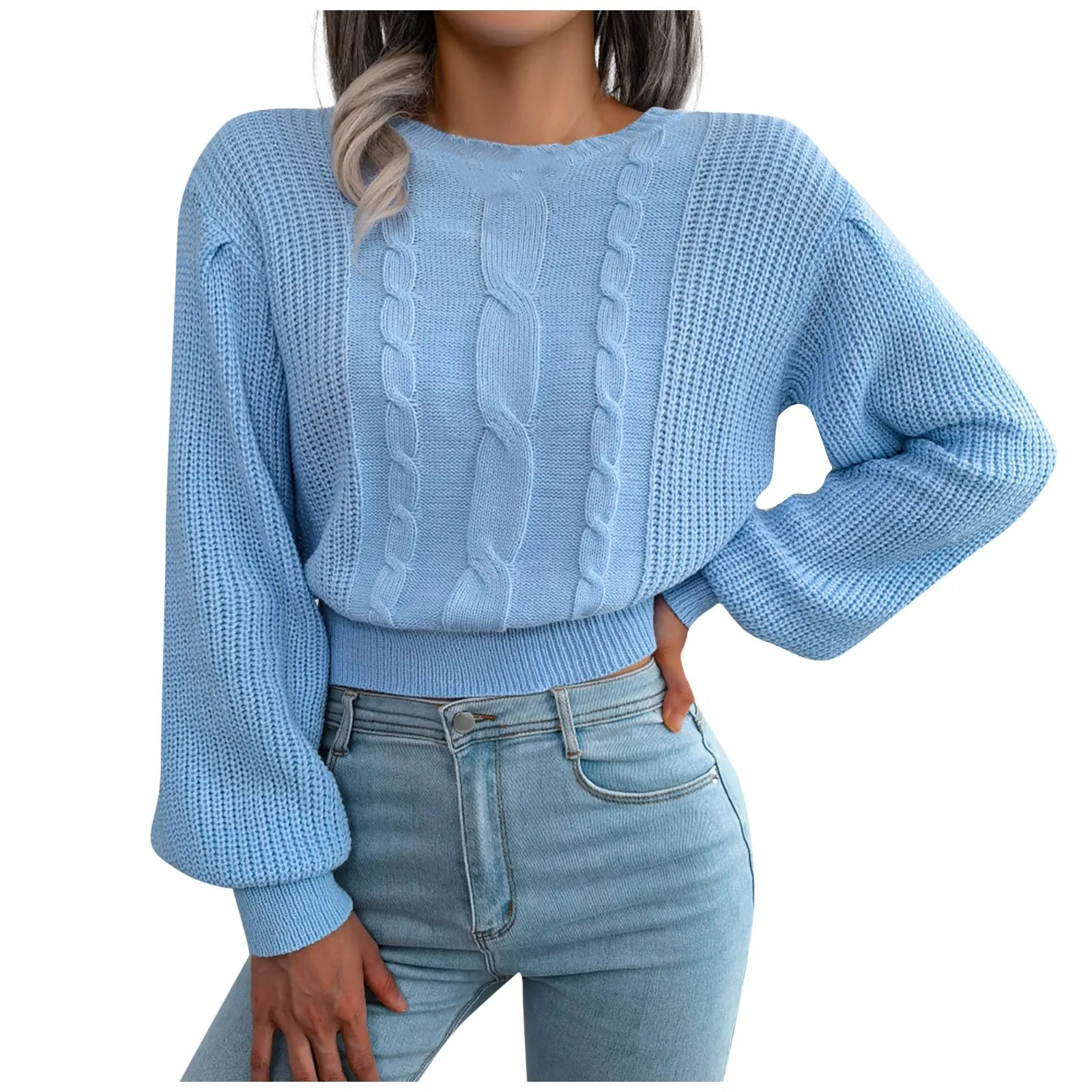 Sleeve Knitted Plus Size Autumn Winter WomenFashion Sweater