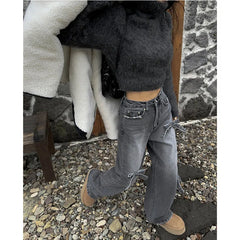 WomenBow Baggy Korean Cowboy Pants