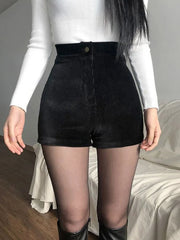 WomenGoth Pants High Waist Spring Autumn Fashion Tight Sexy Stretch Y2K Corduroy Female Casual Pants Short