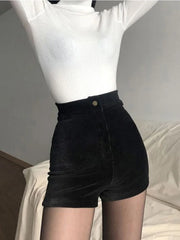 WomenGoth Pants High Waist Spring Autumn Fashion Tight Sexy Stretch Y2K Corduroy Female Casual Pants Short
