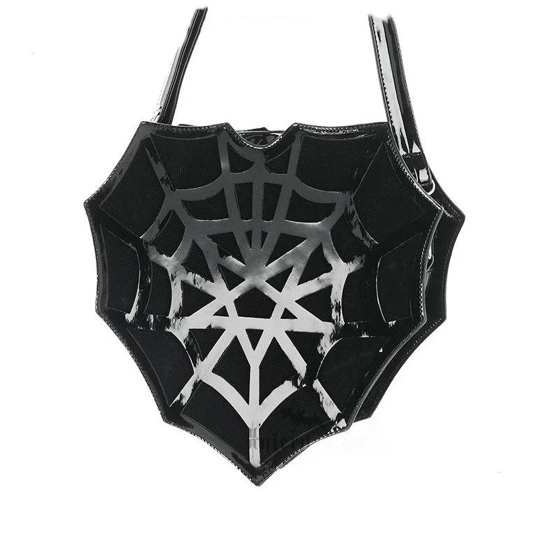 Black Spider Web Punk Creative WomenHalloween Designer Shoulder Crossbody Bag