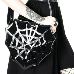Black Spider Web Punk Creative WomenHalloween Designer Shoulder Crossbody Bag