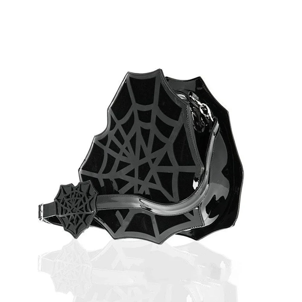 Black Spider Web Punk Creative WomenHalloween Designer Shoulder Crossbody Bag