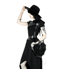Black Spider Web Punk Creative WomenHalloween Designer Shoulder Crossbody Bag