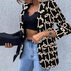 Long Sleeve Flap Pockets Blazer