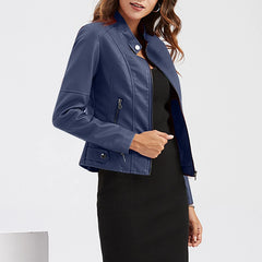 Crop Long Sleeve Pocket Ins Solid Standing Collar Formal Business Slim WomenAutumn Blazer Coat Jacket