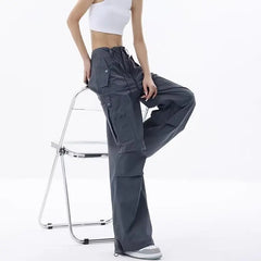 Retro Street Overalls Design Pleats Cargo Pants