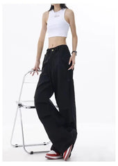 Retro Street Overalls Design Pleats Cargo Pants