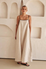 Fashion Halter Swing Backless Sleeveless Cotton Line Casual Maxi Dress
