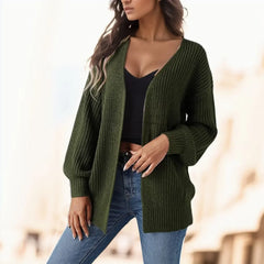 WomenKnitted Long Sleeve Cardigan Autumn Winter Open Front Drape Pockets Sweater Outerwear Coat